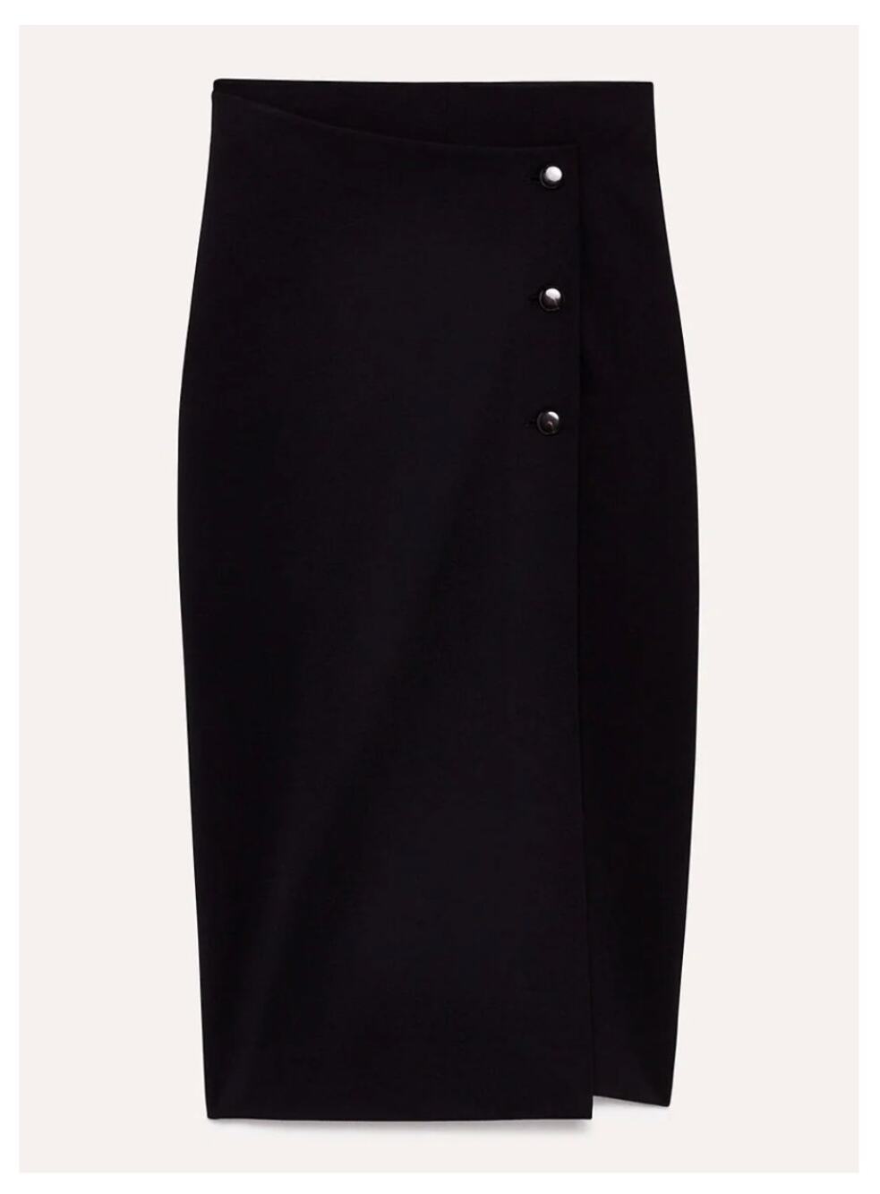 Babaton Aritzia Black Midi Pencil Skirt Billy Asymmetrical Waist Button Size 4